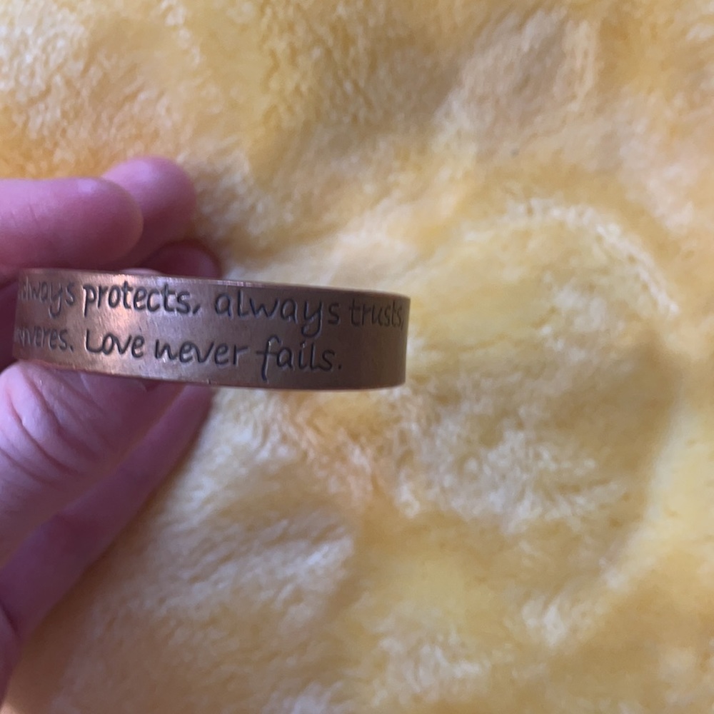 Solid Copper Cuff 1 Corinthians 13:4 Origami Owl - image 5